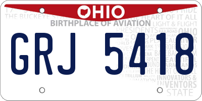 OH license plate GRJ5418