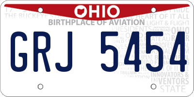 OH license plate GRJ5454