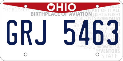 OH license plate GRJ5463