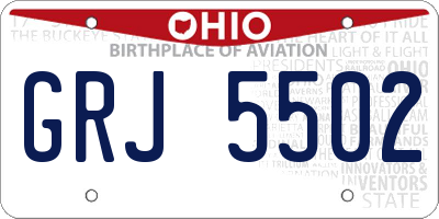 OH license plate GRJ5502