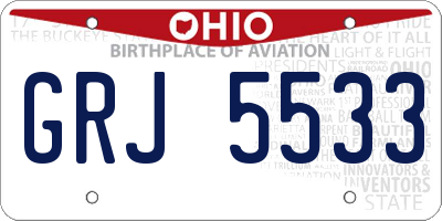 OH license plate GRJ5533