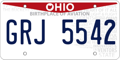 OH license plate GRJ5542