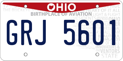OH license plate GRJ5601