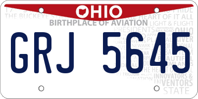 OH license plate GRJ5645