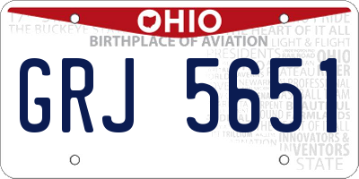 OH license plate GRJ5651