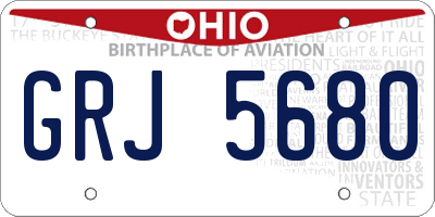 OH license plate GRJ5680