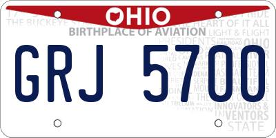 OH license plate GRJ5700