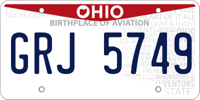 OH license plate GRJ5749