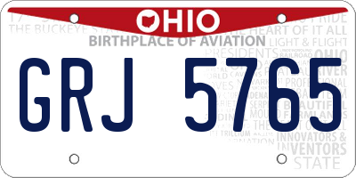 OH license plate GRJ5765