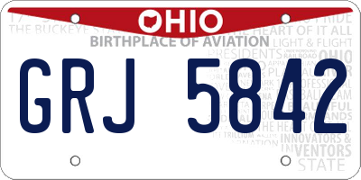 OH license plate GRJ5842