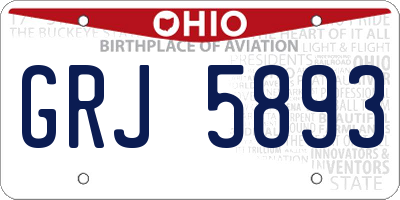 OH license plate GRJ5893