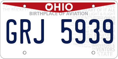 OH license plate GRJ5939