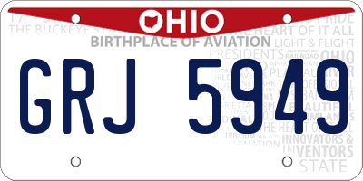 OH license plate GRJ5949