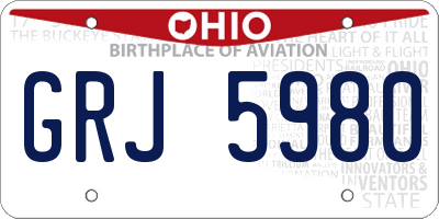 OH license plate GRJ5980