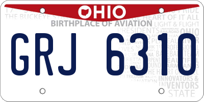 OH license plate GRJ6310