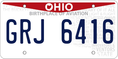 OH license plate GRJ6416