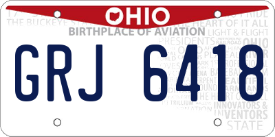 OH license plate GRJ6418