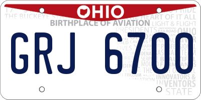 OH license plate GRJ6700