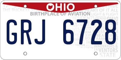 OH license plate GRJ6728