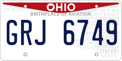 OH license plate GRJ6749