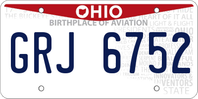 OH license plate GRJ6752