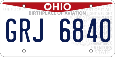 OH license plate GRJ6840