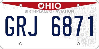 OH license plate GRJ6871