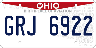 OH license plate GRJ6922