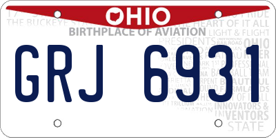 OH license plate GRJ6931