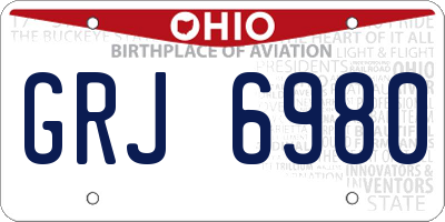 OH license plate GRJ6980