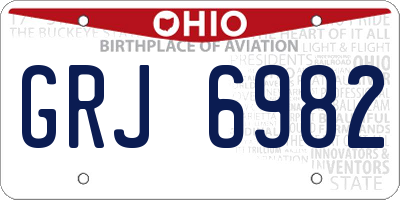 OH license plate GRJ6982