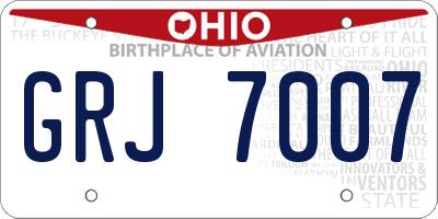 OH license plate GRJ7007