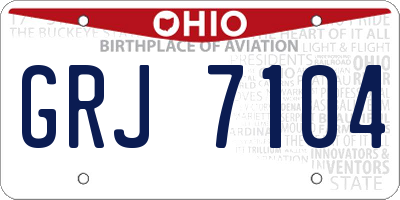 OH license plate GRJ7104