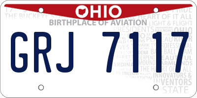 OH license plate GRJ7117