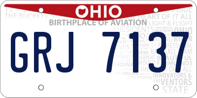 OH license plate GRJ7137