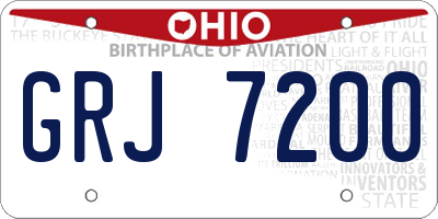 OH license plate GRJ7200