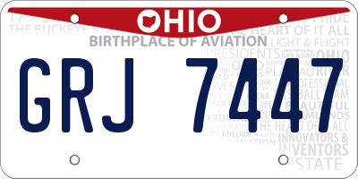 OH license plate GRJ7447