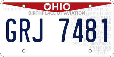 OH license plate GRJ7481