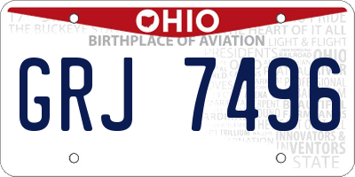 OH license plate GRJ7496