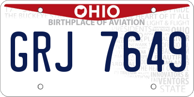 OH license plate GRJ7649