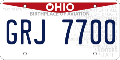 OH license plate GRJ7700