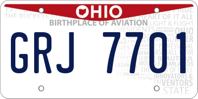 OH license plate GRJ7701