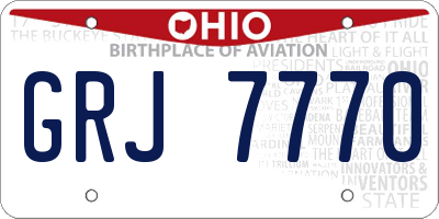 OH license plate GRJ7770