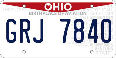 OH license plate GRJ7840