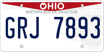 OH license plate GRJ7893