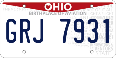 OH license plate GRJ7931