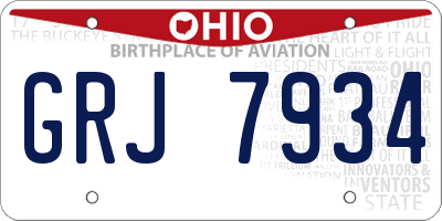 OH license plate GRJ7934