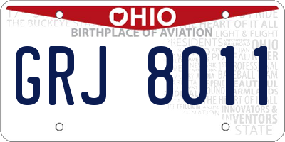 OH license plate GRJ8011