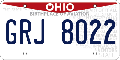 OH license plate GRJ8022