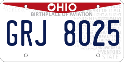 OH license plate GRJ8025